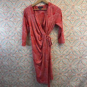 A Pea in the Pod - Red, Pink Abstract Wrap Dress